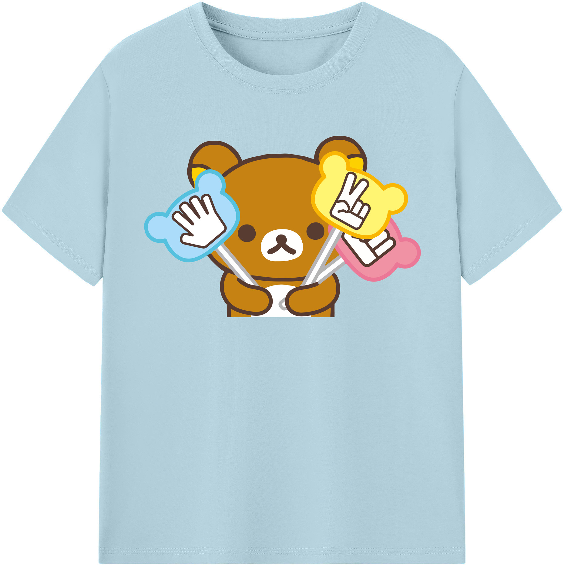 （画像用） リラックマ リラックマ キイロイトリ Rilakkuma Korilakkuma Kiiroitori 綿100％半袖Tシャツ（フロントプリント）